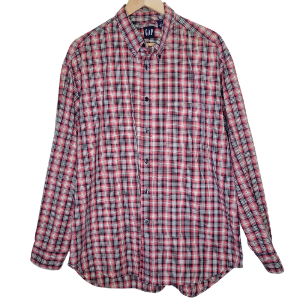Gap Plaid Long Sleeve Button Up Shirt, SIze L